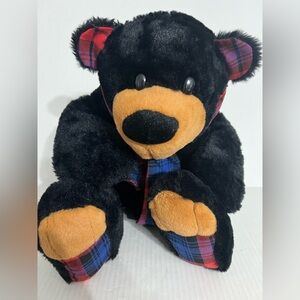 MTY International Black Bear Plush with Scarf